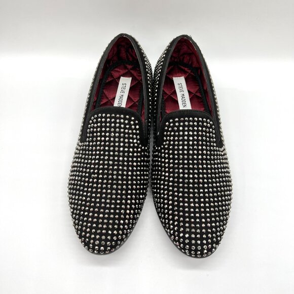 Steve Madden Mens 9 Caviarr Black Silver Studded Loafers‎ Dress Shoes - Picture 3 of 13